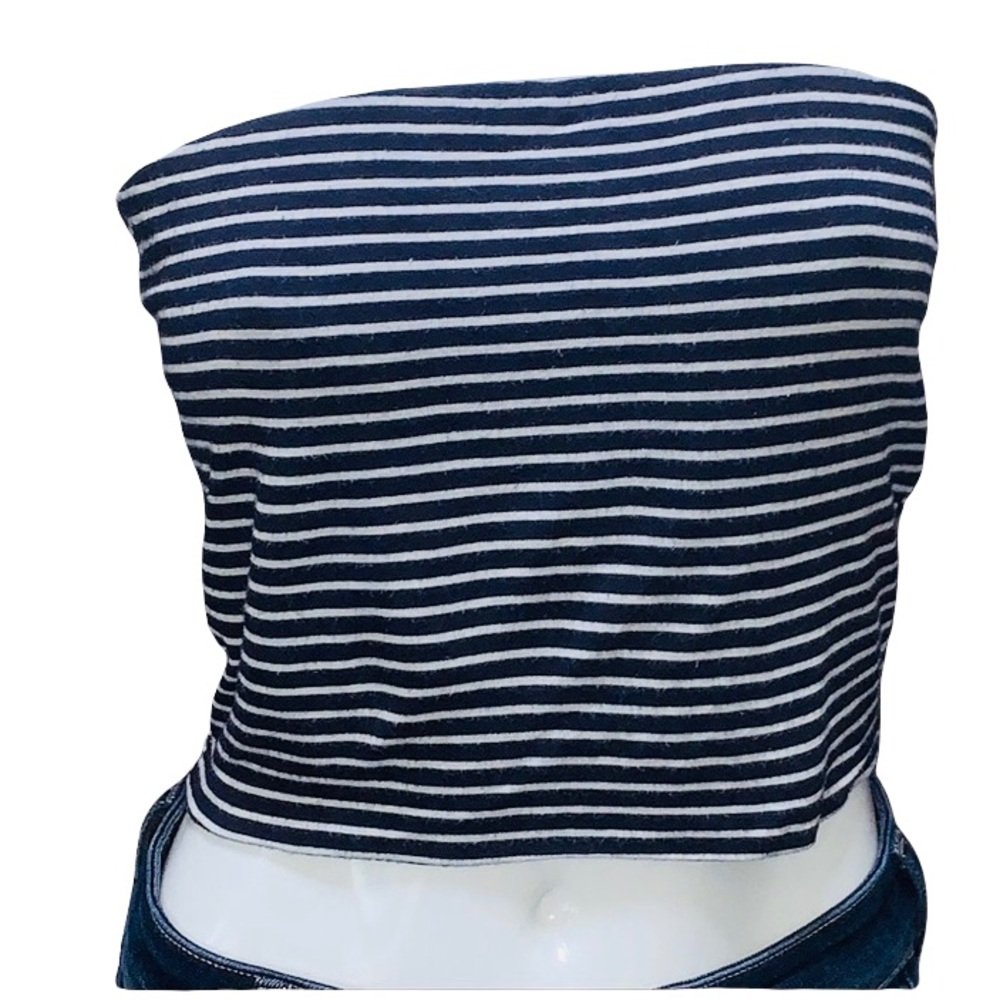 🤑 5/$25 Better Be Bandeau Black and White Striped Crop Top